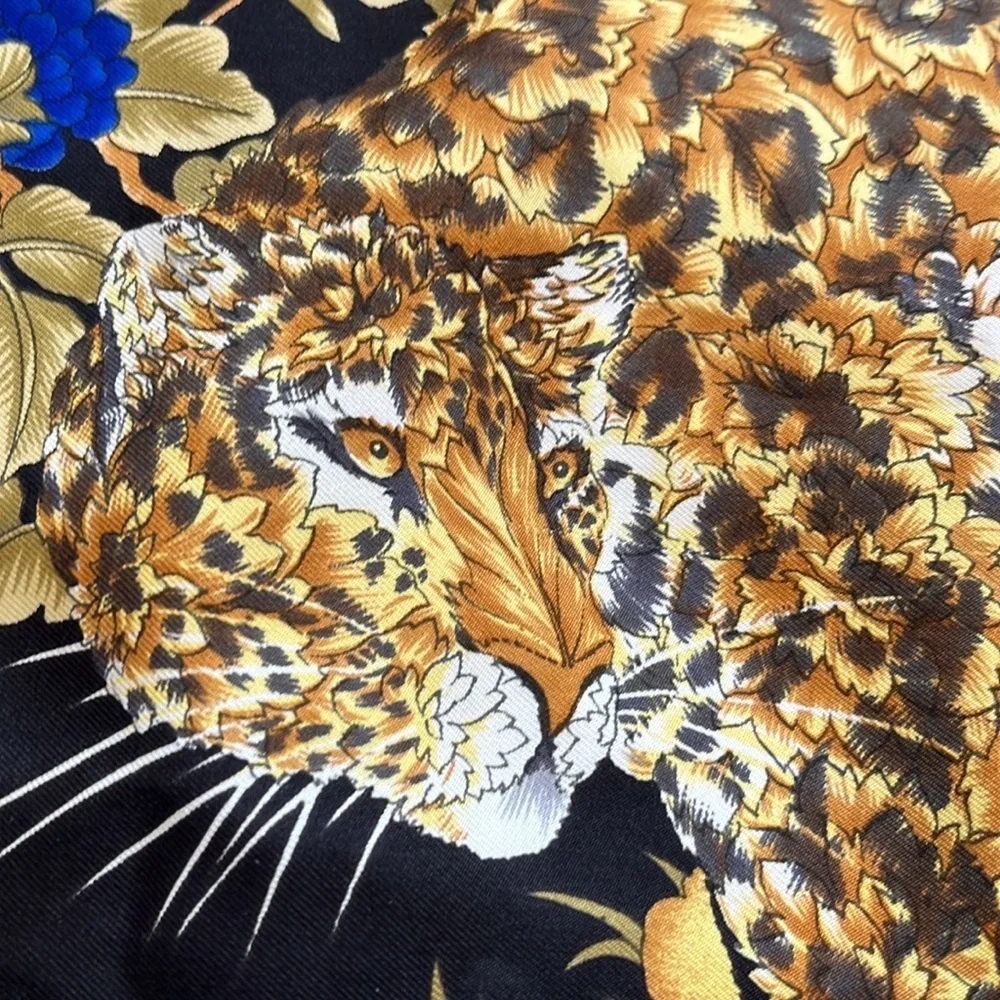 SALVATORE FERRAGAMO VINTAGE Silk Scarf Tigers Chinoiserie Asian Designer WOW!